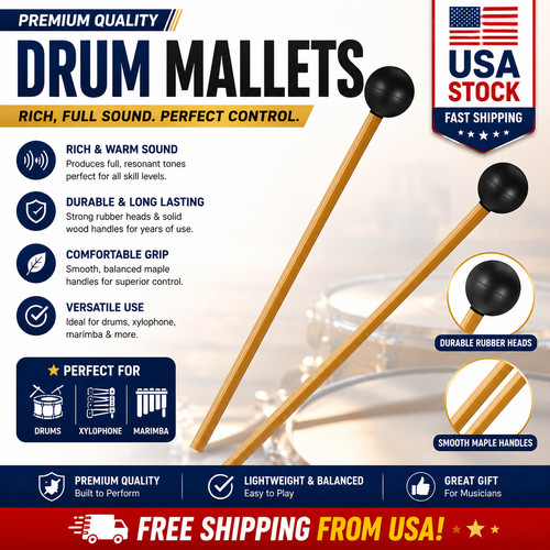 2pc percussion mallets rubber - 2pc,